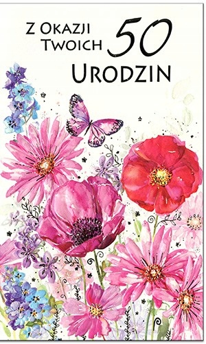 

Kartka na 50 urodziny z życzeniami extra A6467-50