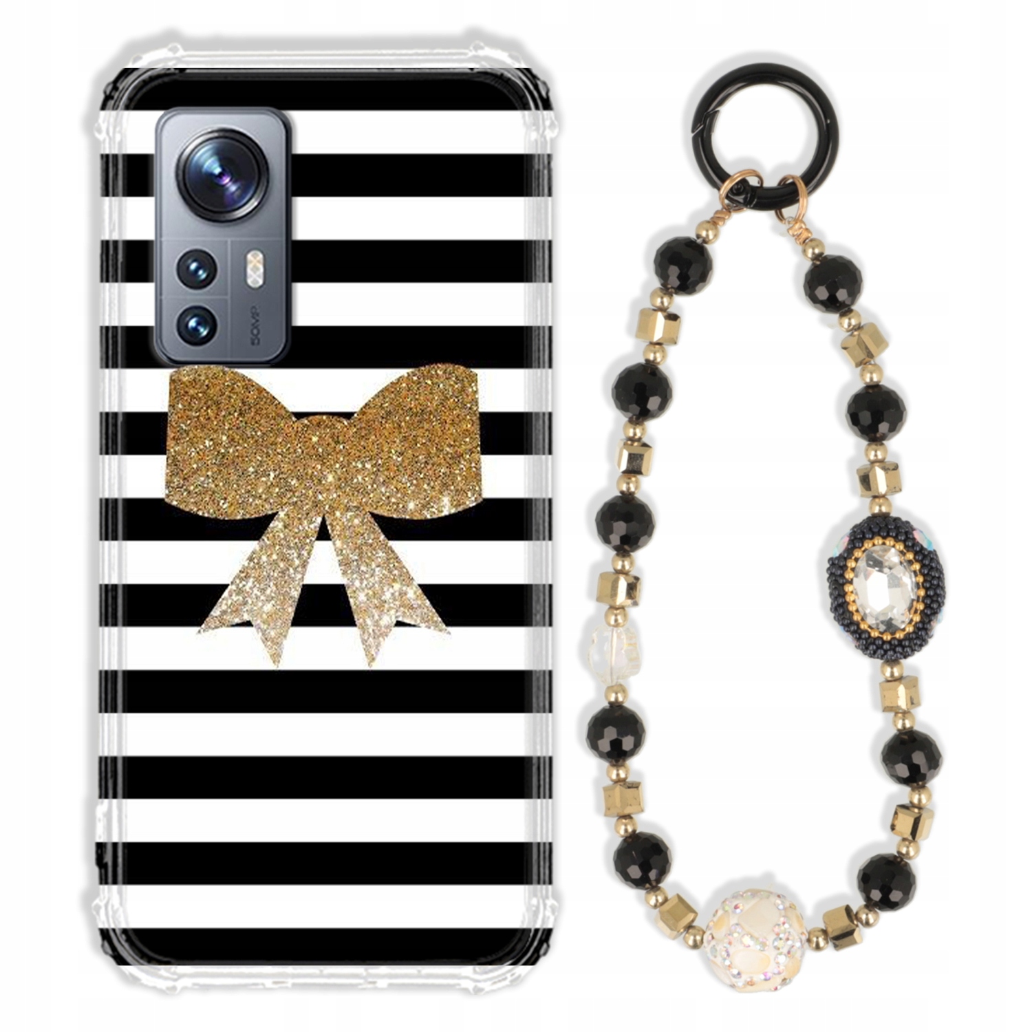 Puzdro Pre Xiaomi 12X 5G Puzdro Antishock Zirkóny Čierno Zlaté|odolné|silné