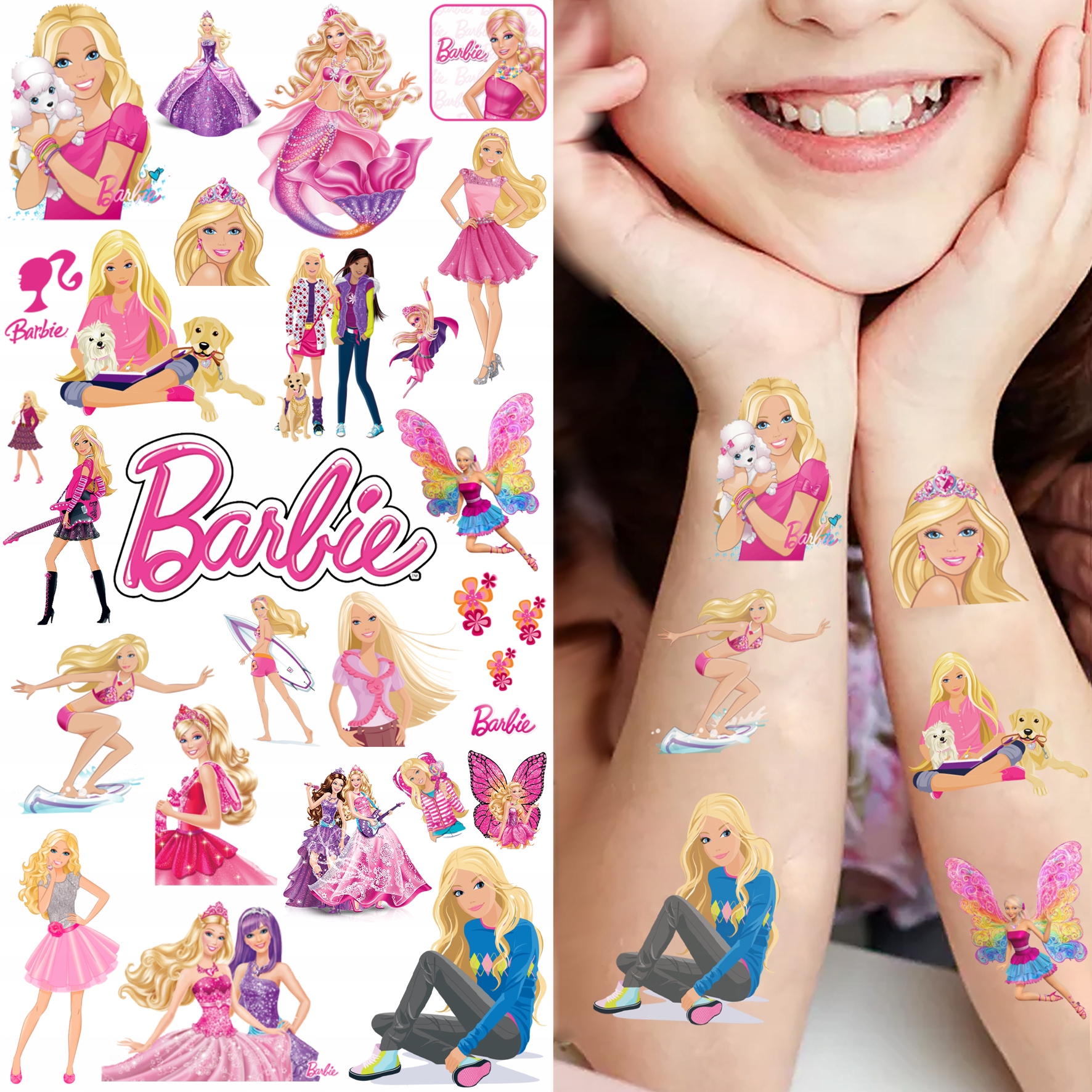 TATUAŻE ZMYWALNE DLA DZIECI BARBIE 300 WZORÓW