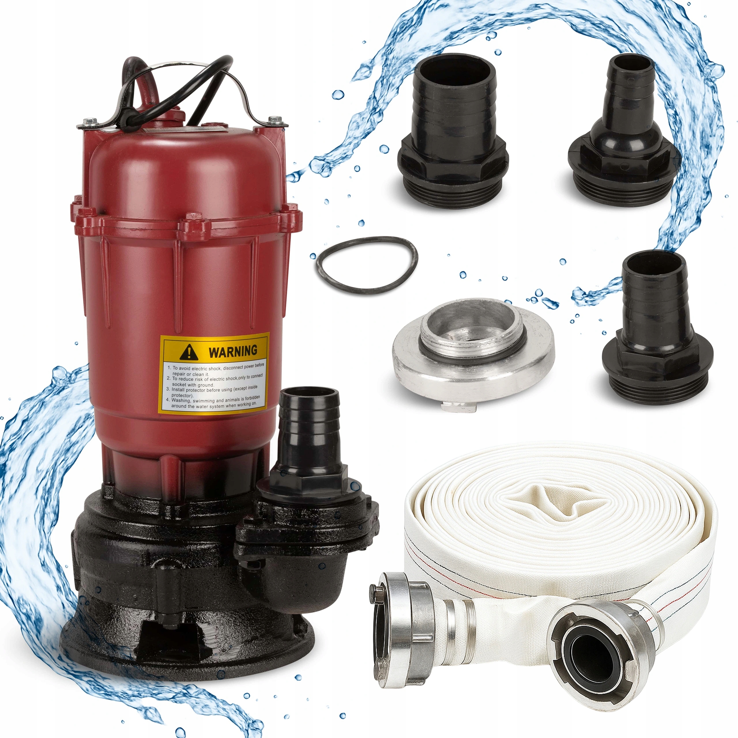 Pompa Do Wody Brudnej Czystej Szamba Z Rozdrabniaczem Mocna 3950W Wąż 20m