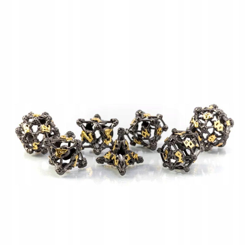 CZARNE KATAKUMBY ZESTAW 7 METALOWYCH KOŚCI RPG