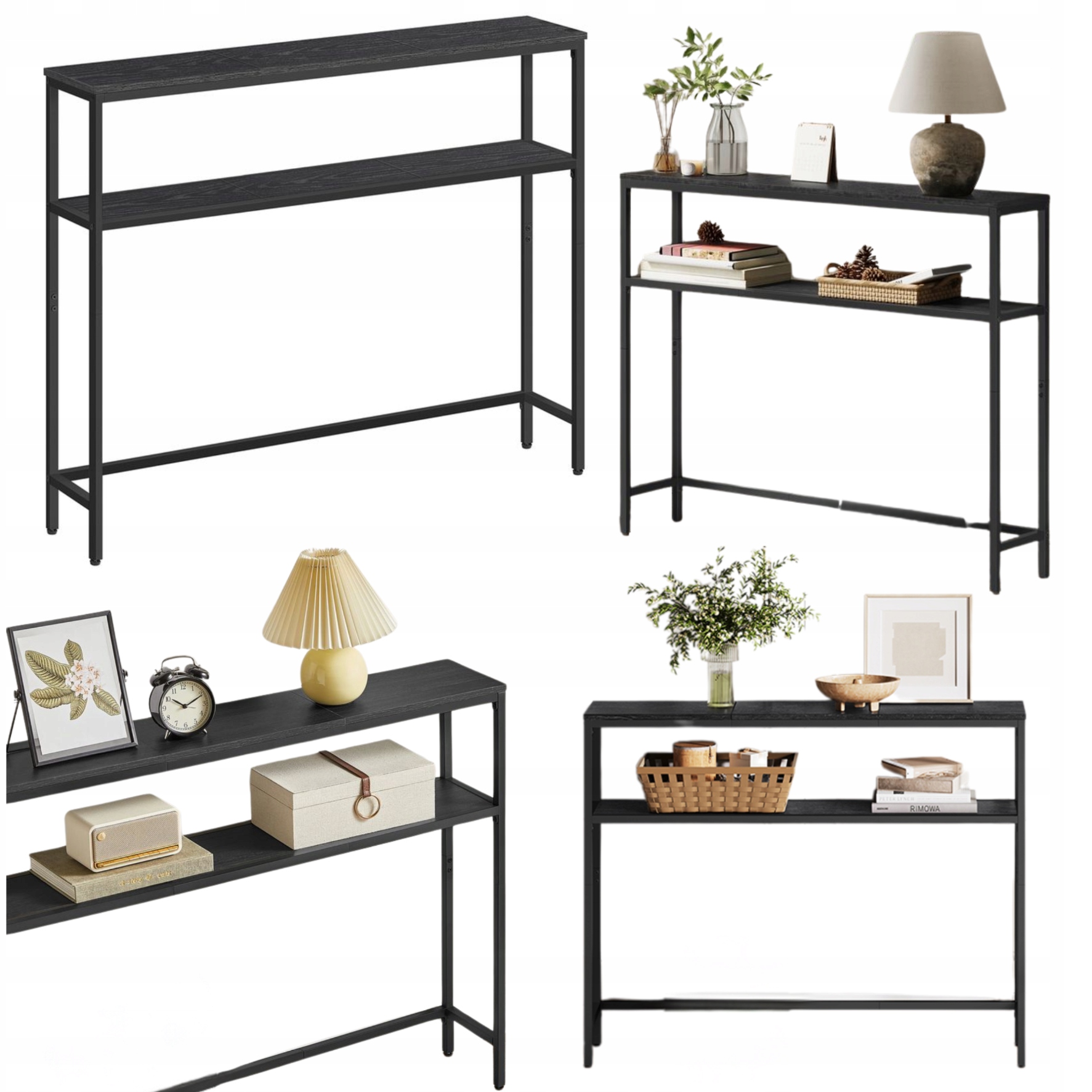 Nočný stolík Úzky Konzola Lavica do predsiene Čierna Loft Nakastlik