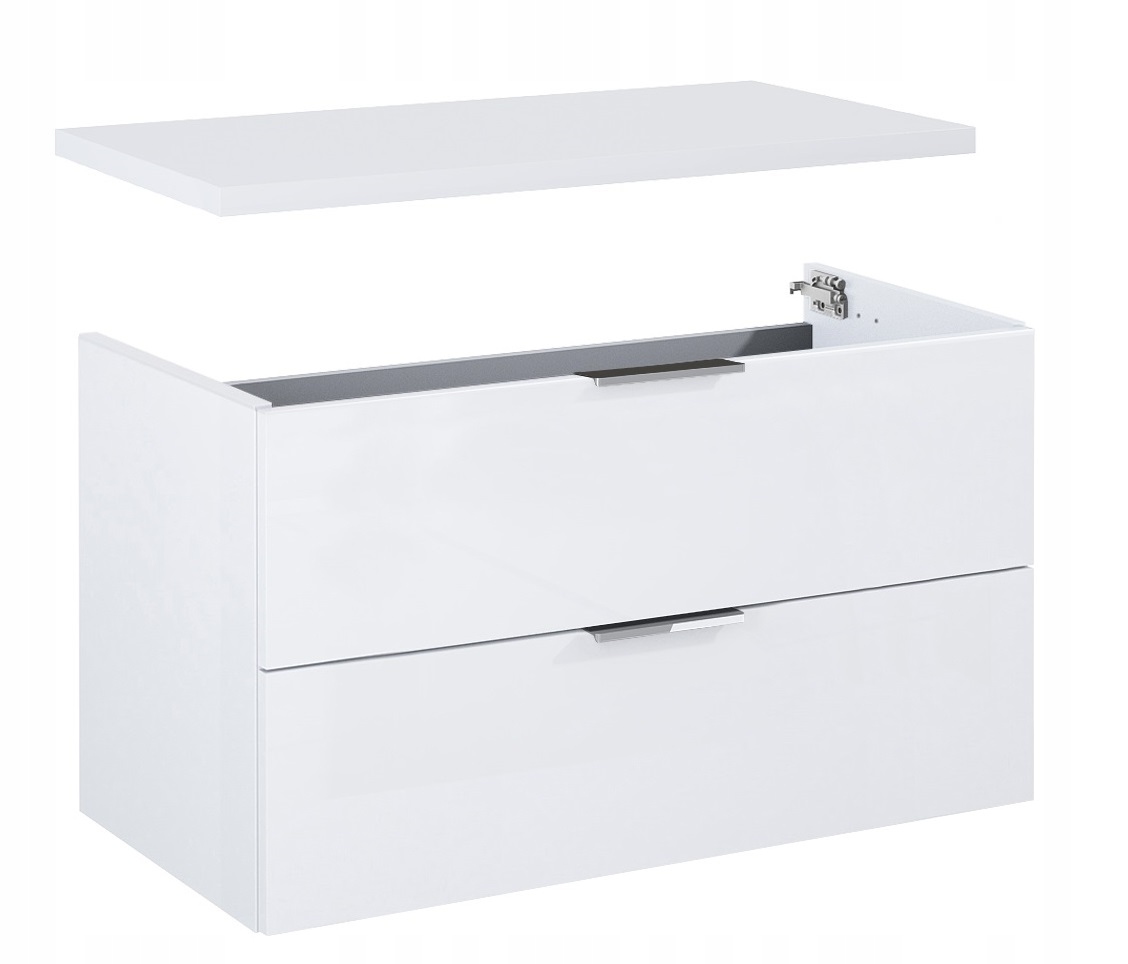 KOMPLET SZAFKA ŁAZIENKOWA Z BLATEM BIAŁY FRAME 80 CM ZESTAW