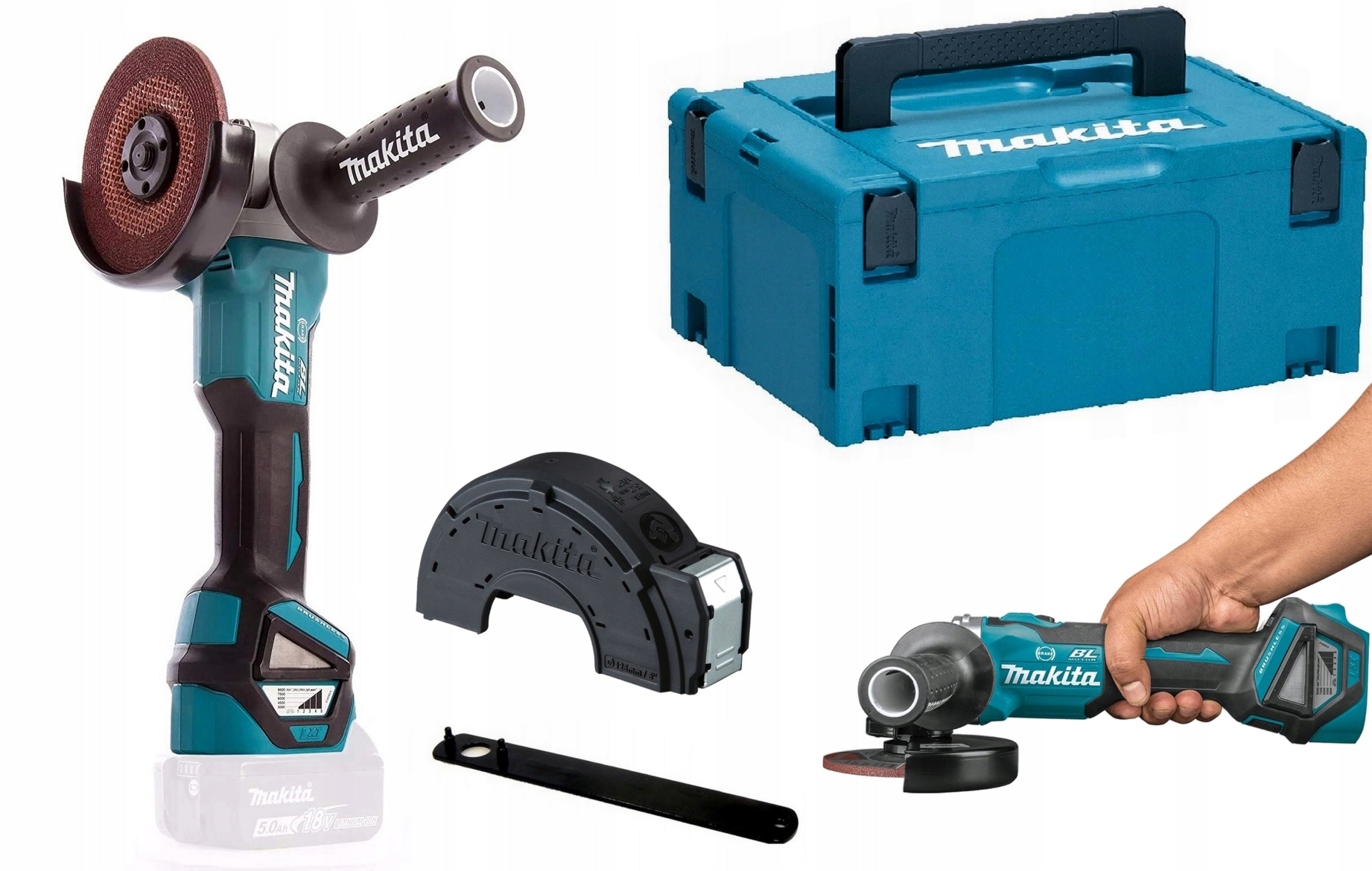 Makita DGA513ZJ Szlifierka Kątowa Akumulatorowa 18V 125mm Walizka Makpac