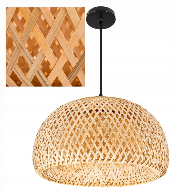 Závěsné stropní svítidlo Zwis, proutěné stínidlo Boho, světlé dřevo, E27 120 cm