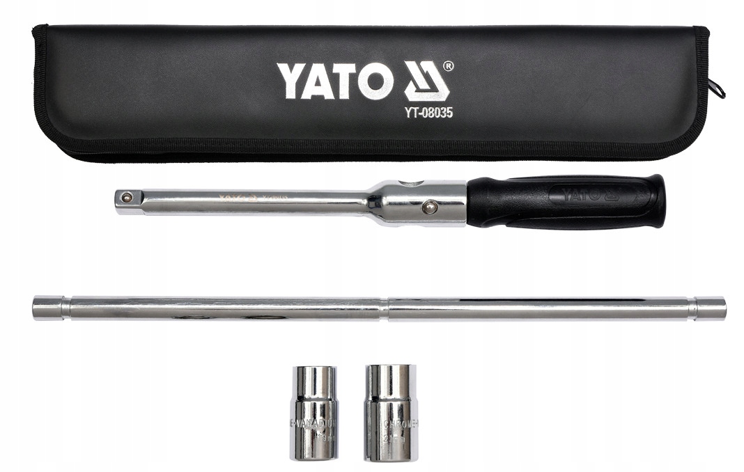 YATO KLUCZ DO KÓŁ SAMOCHODOWYCH SKŁADANY Z 4 NASADKAMI W ETUI YT-08035
