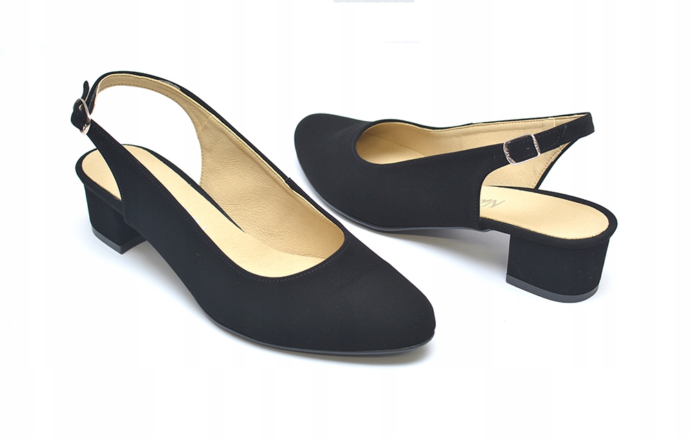 Letnie czółenka zamszowe, obcas 4 cm - nr 42 Model LATO 438-G /N