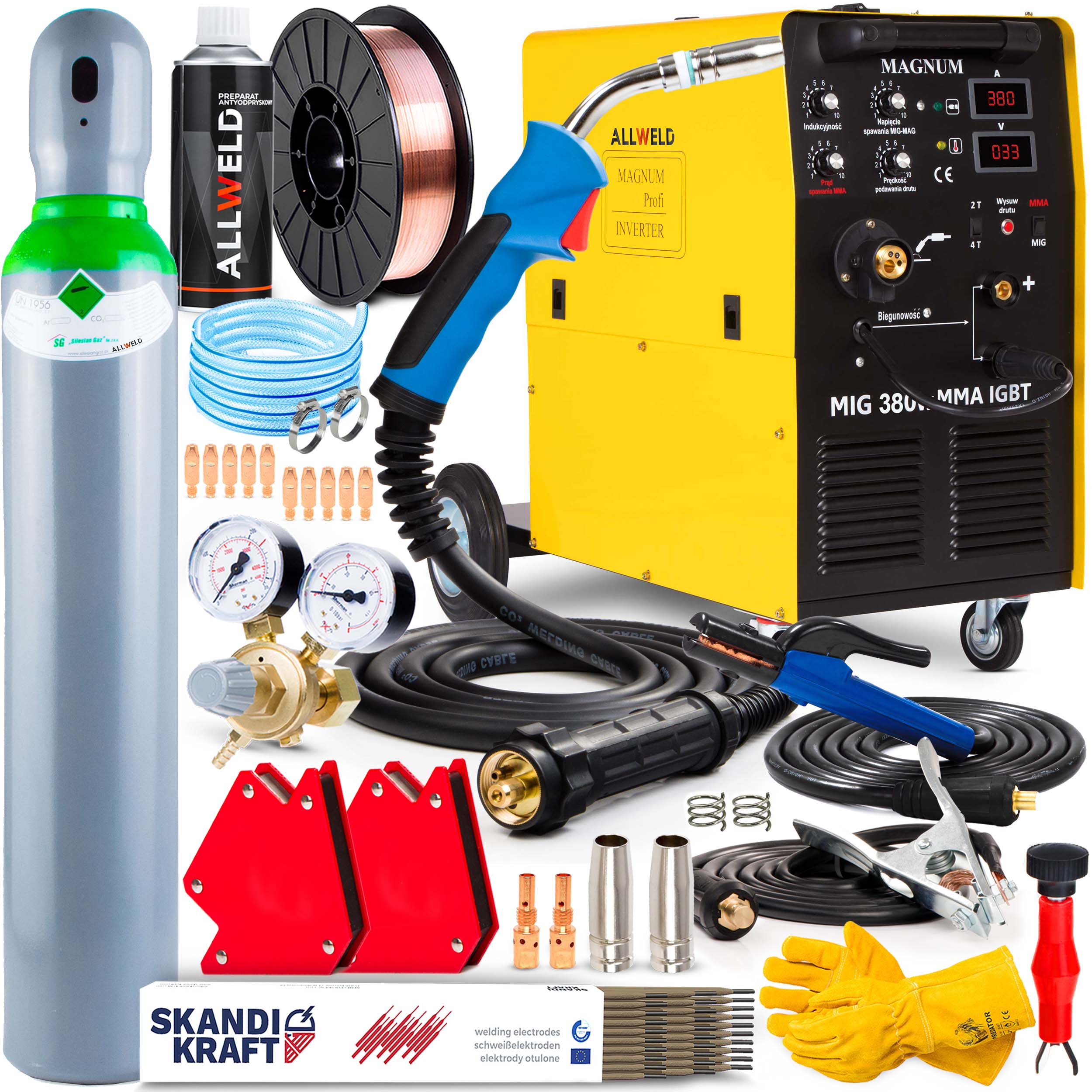 Poloautomatický Svařovací Stroj Magnum Mig 380W Mma Igbt 400V 370A Hliník 4X4