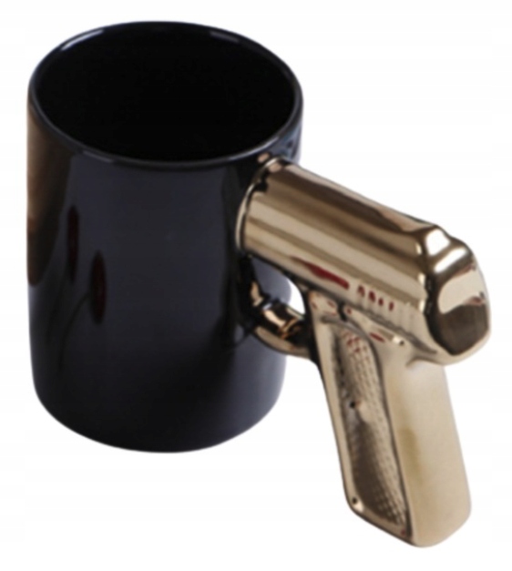 

Kubek Ceramiczny Czarny Pistolet Broń 3D