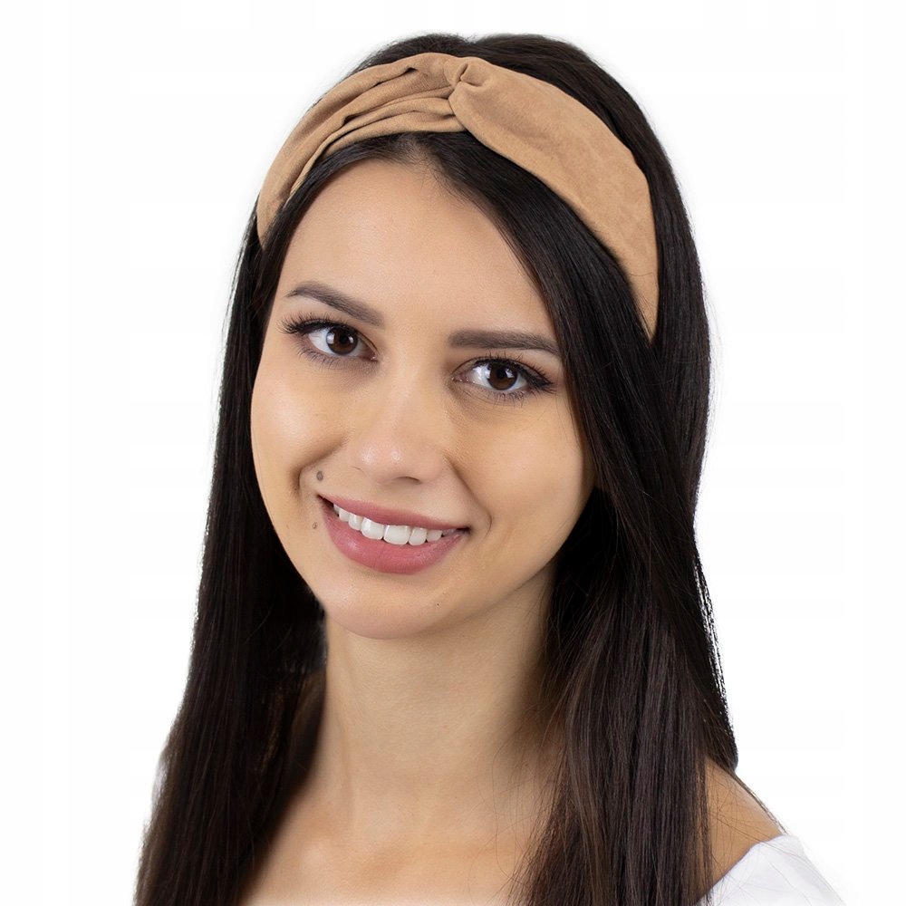 

Opaska Do Włosów beżowa Turban na gumce Węzeł