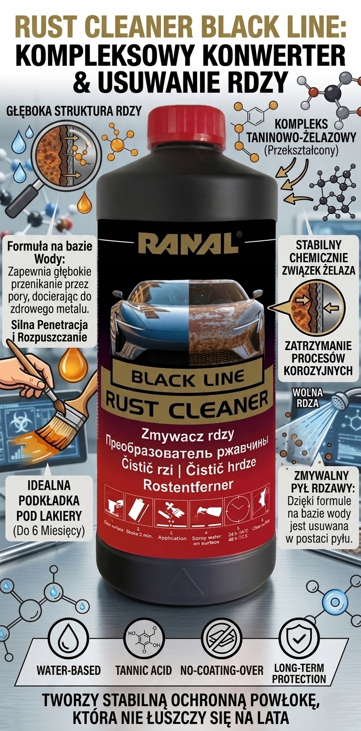 Rust Cleaner konwerter rdzy czyszczenie rdzy 1L Ranal