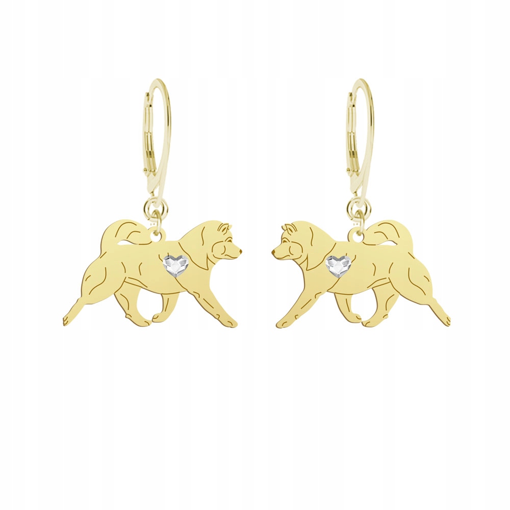 Náušnice Zlaté se psem Alaskan Malamute 925 Žena Šperky Gravírování Bonus