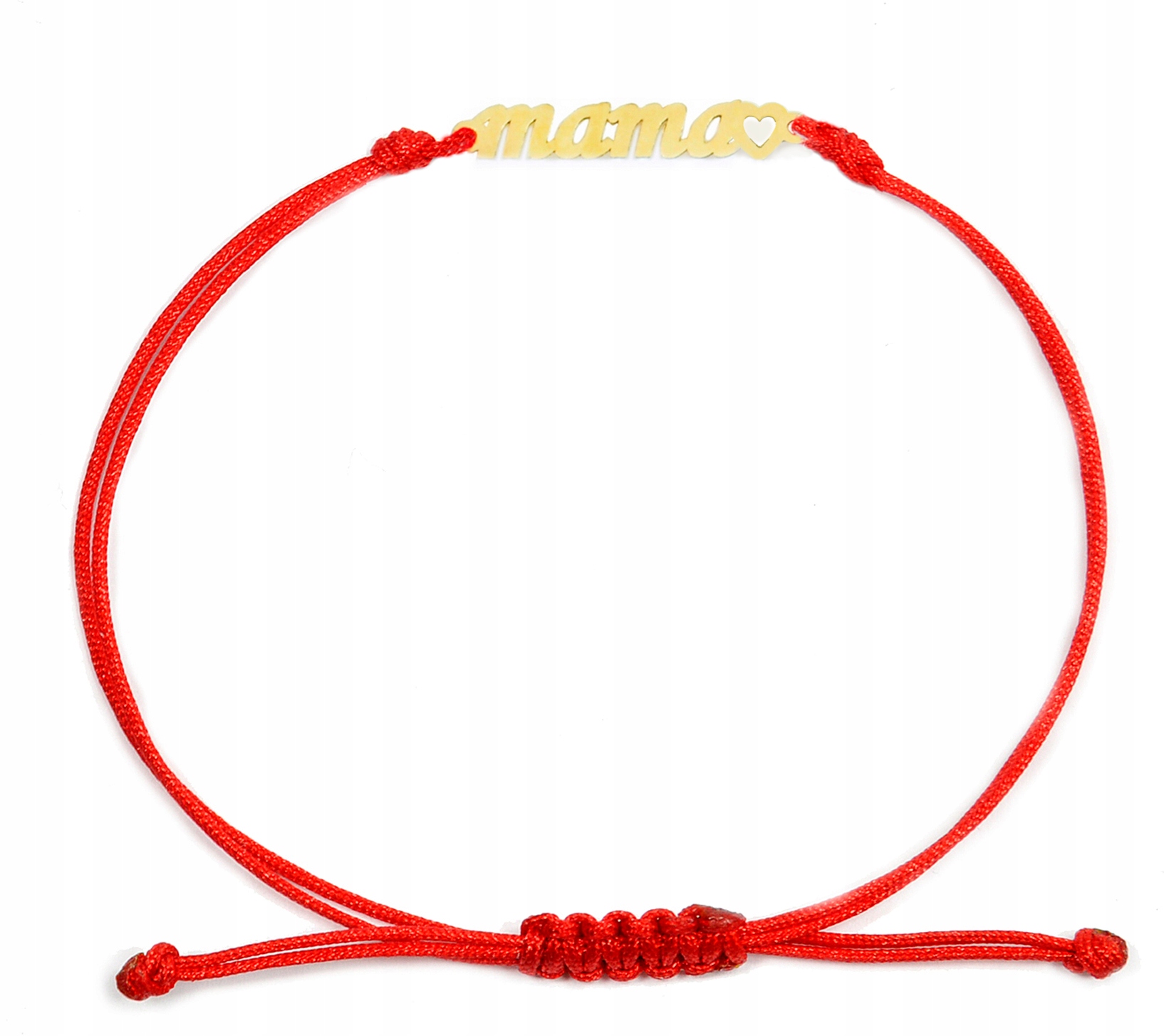 Zlatý náramek na šňůrce "Máma" se srdíčkem pro maminku (Au 585)