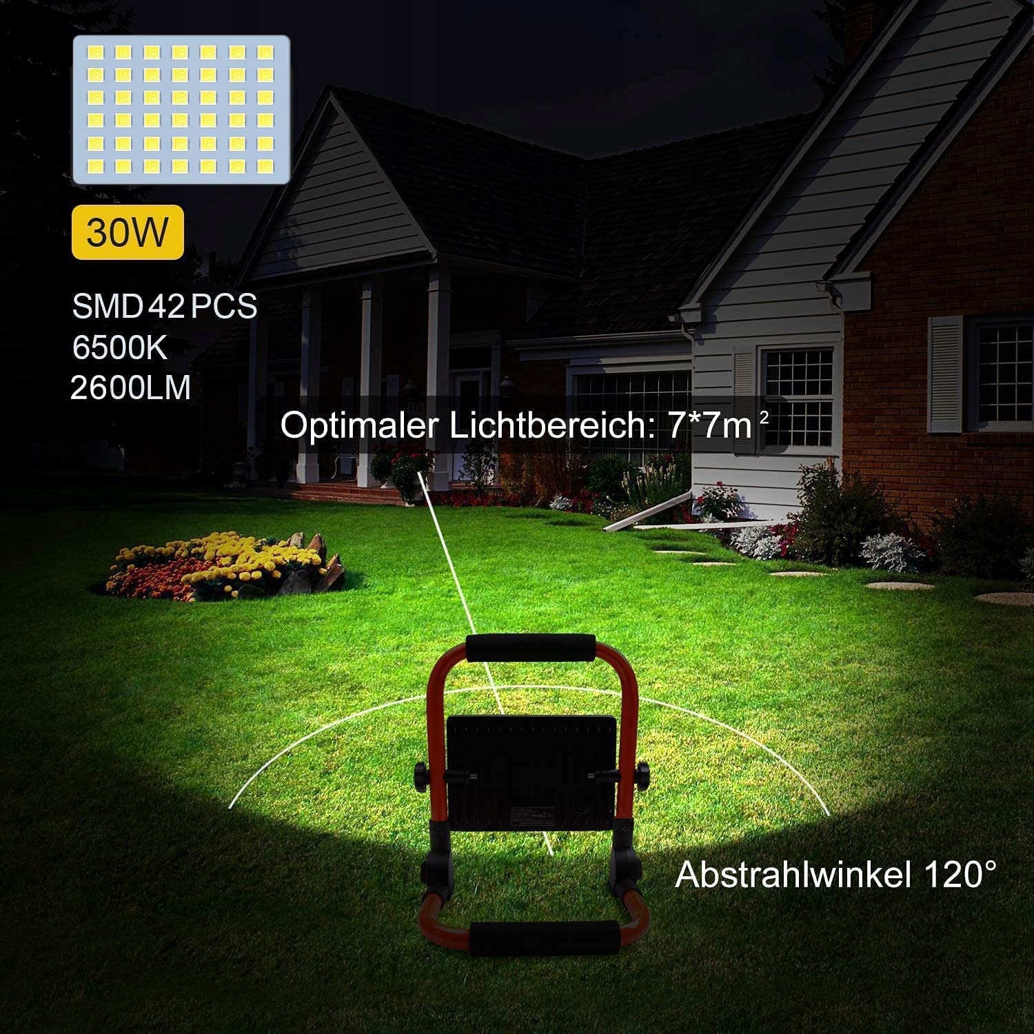 MEIHUA 30W LED Reflektor IP66 2600LM Przenośny 6500K Do Warsztatu — miniatura 2