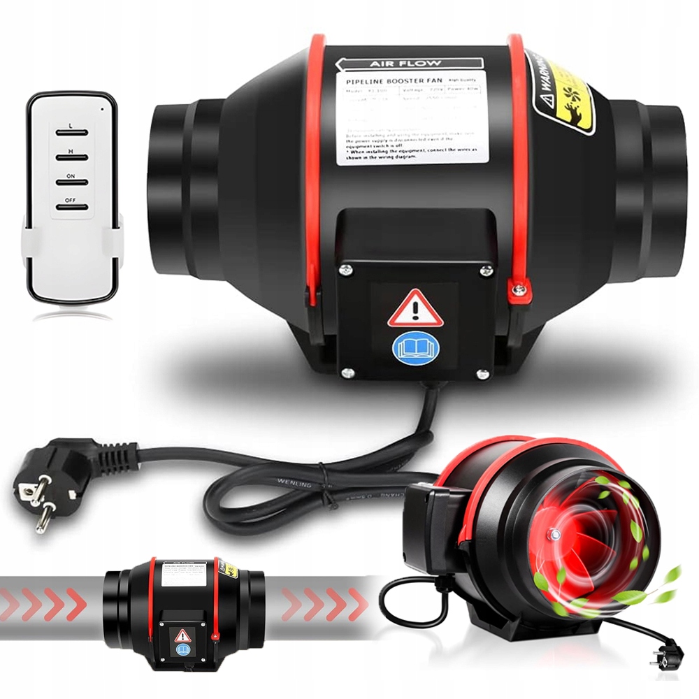 Wentylator Wyciągowy 540 m³/h 150MM 80W IP44 Wodoodporny Do Prysznica Cichy