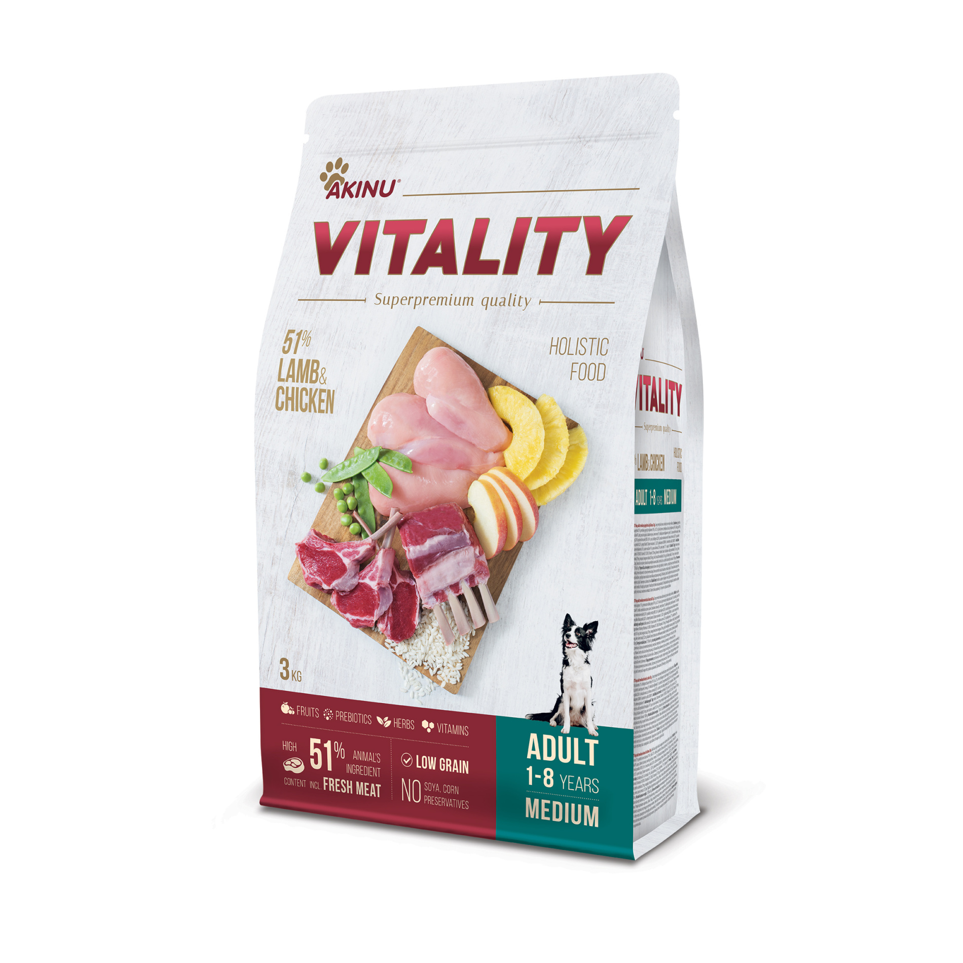 Levně Akinu Vitality granule dog adult medium lamb & chicken 3kg