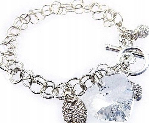 Krystaly Náramek Crystal Srdce Stříbro Arande