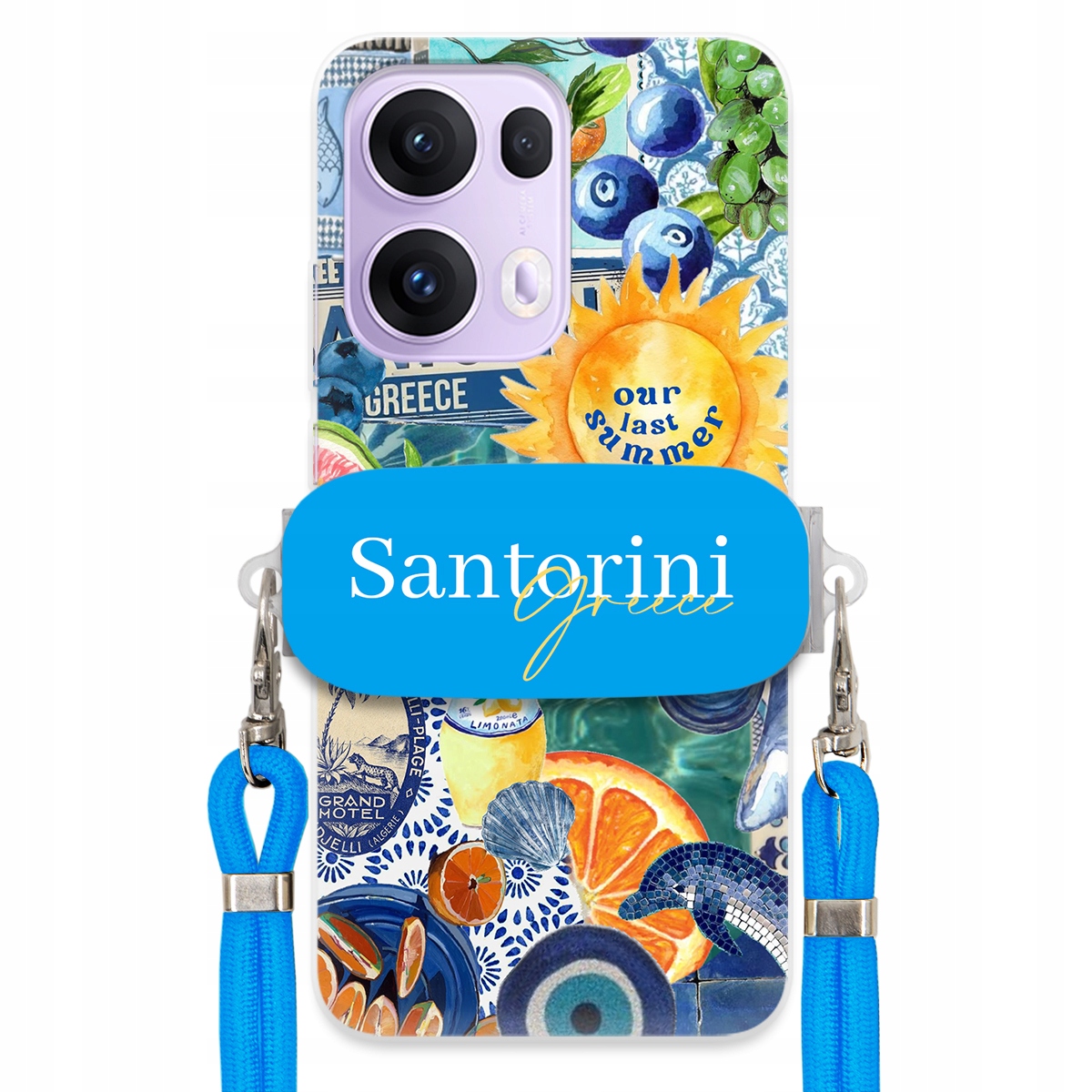 Puzdro pre Oppo Reno 13 Pro 5G Modré vodítko držiak Santorini Sea Vibes