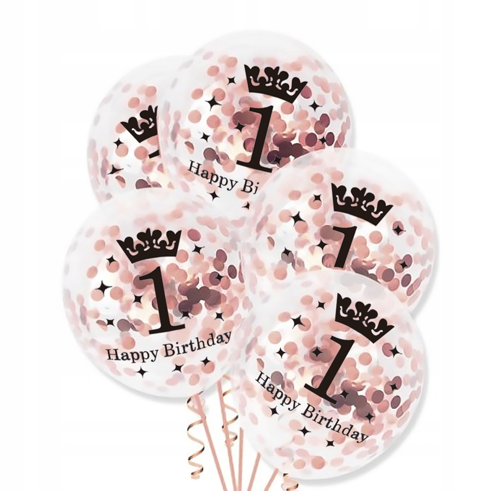 

Balony z konfetti Rose Gold na Roczek 1 urodziny