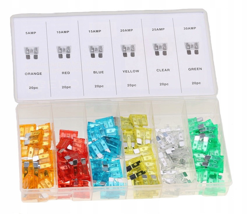 ZESTAW BEZPIECZNIKÓW SAMOCHODOWYCH BEZPIECZNIKI