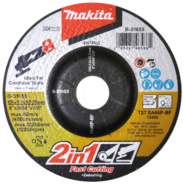 

Makita Tarcza Szlifierska/tnąca 2W1 125X2,2X22,23