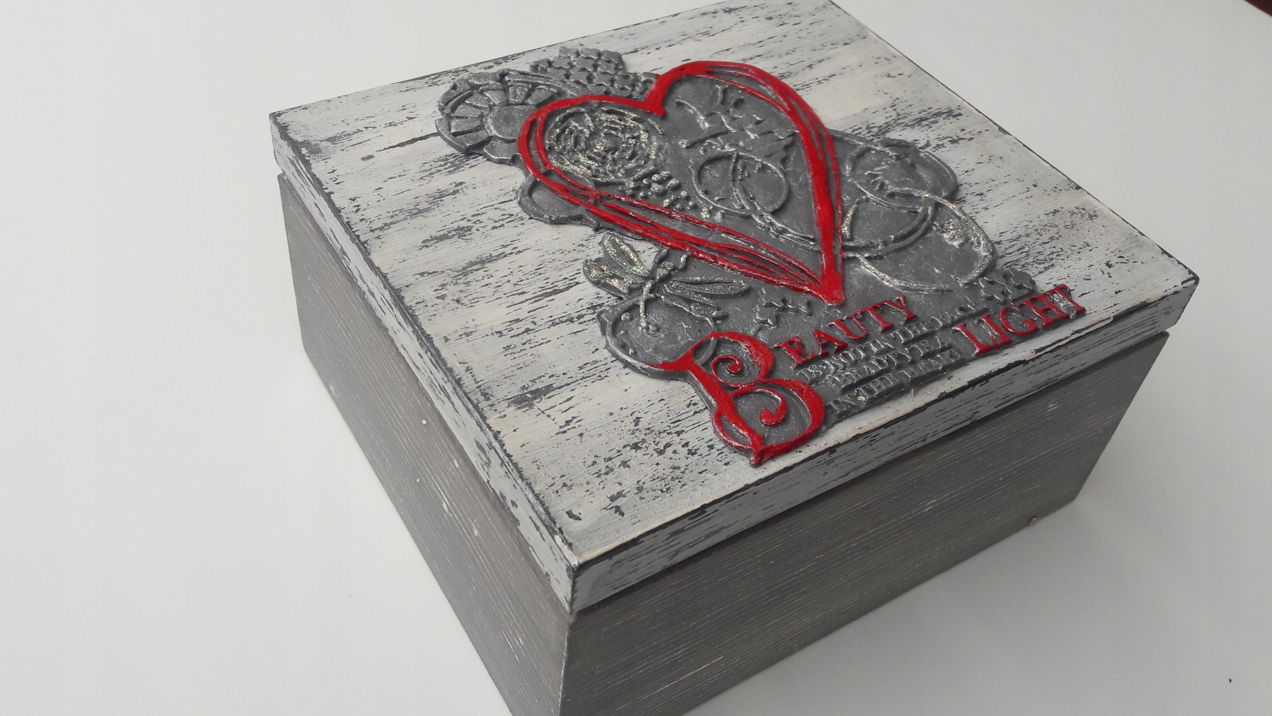 Pudełko drewniane beauty decoupage Bs