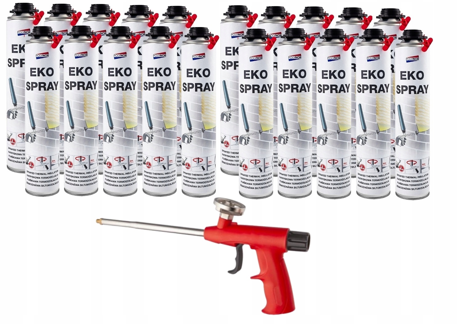 20x striekacia Pur pena Polynor Eko zateplenie podkrovia garáže Pistolet