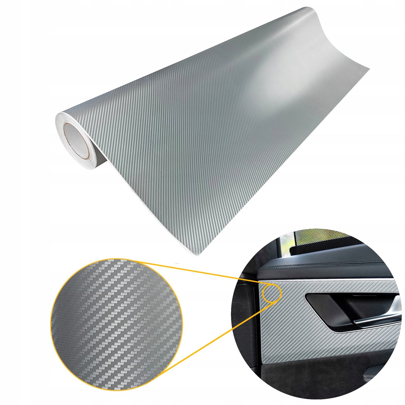 Fólie Carbon Silver 3D Změna vzhledu auta Ochrana laku Diy