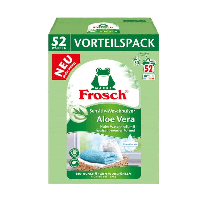 Levně Frosch Sensitiv Aloe Vera hypoalergenní prášek (52 praní), Německo