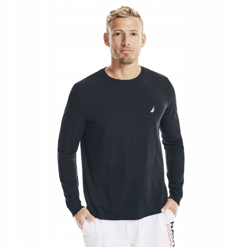 Nautica pánské tričko s dlouhým rukávem Crewneck černé L