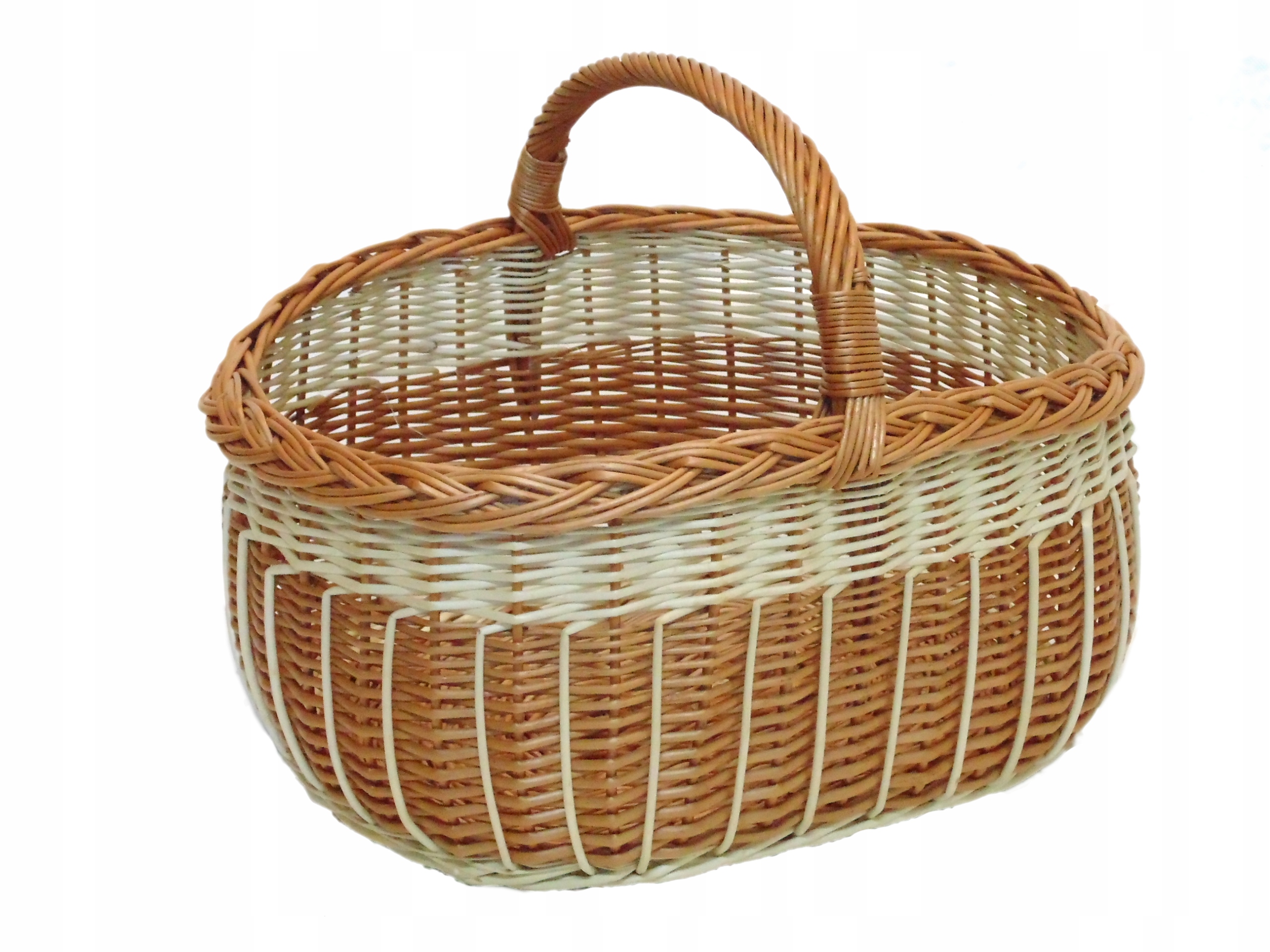 KOSZYK WIKLINOWY – NA ZAKUPY LUB PIKNIK – ZDOBIONY