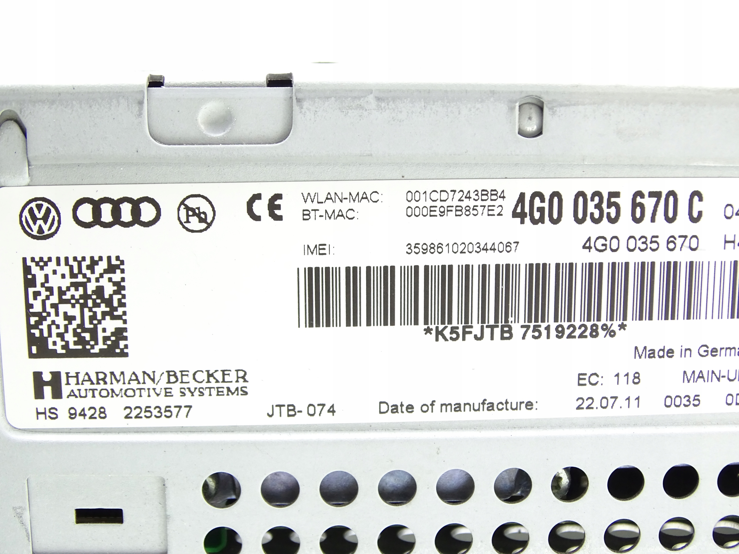 player NAVI MMI AUDI A6 C7 A7 4G 10- 4G0035670C