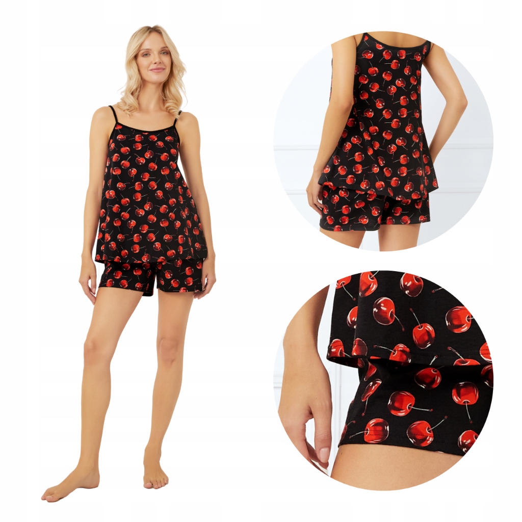 Dámské pyžamo úzké ramínko, krátké kalhoty Cherry XL Italian Fashion