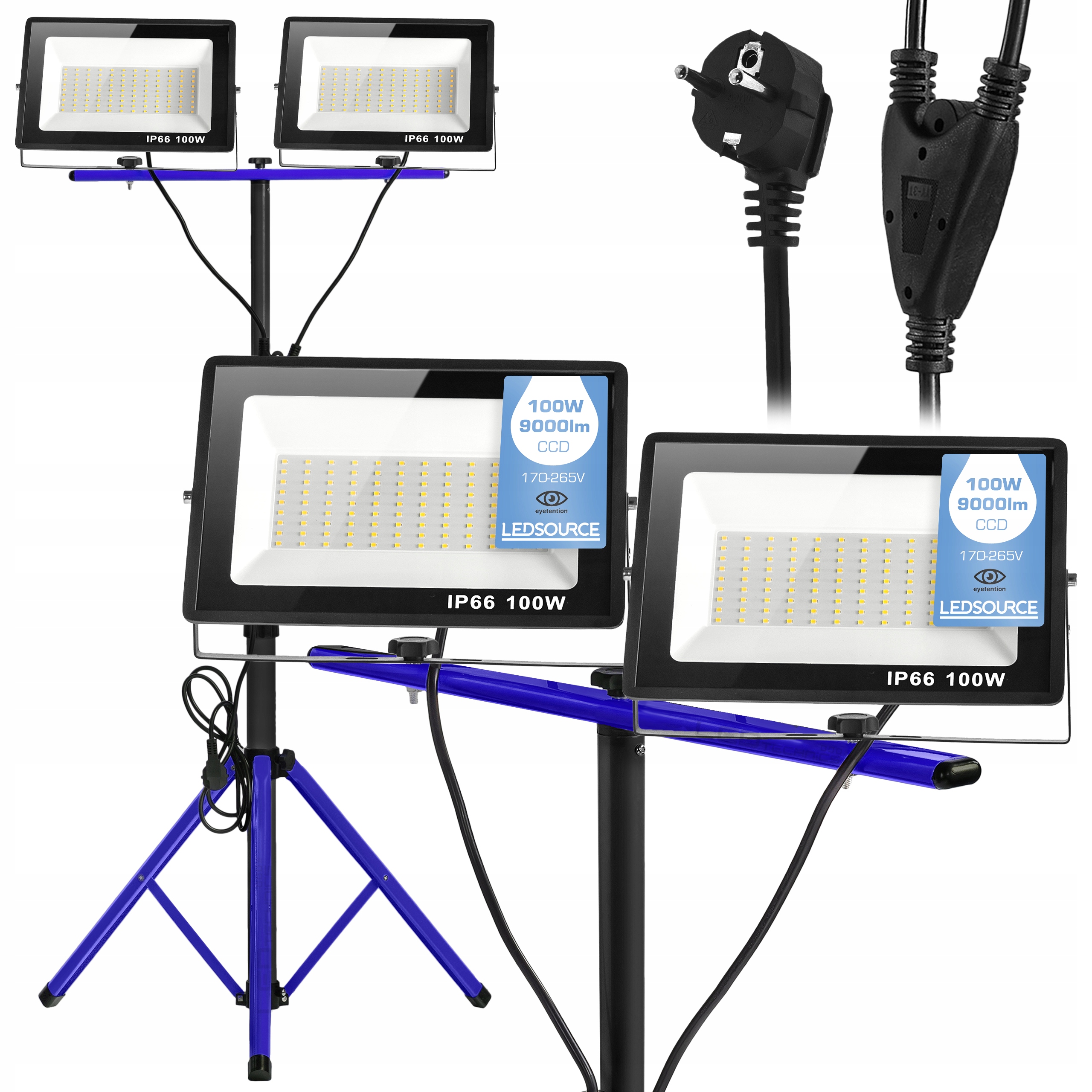 Stojan Stativ 200W Osvětlení Pracovní lampa Halogen Stavební s zástrčkou