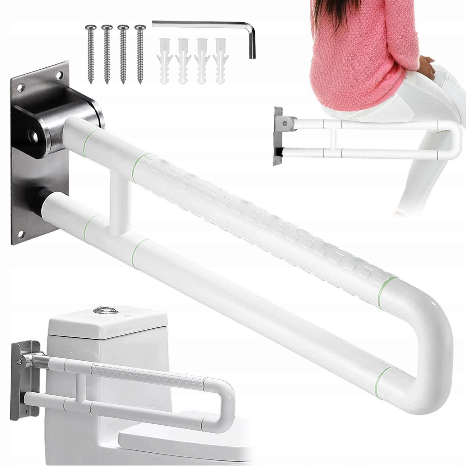 Uchwyt Łukowa 60 CM Nierdzewny Poręcz Toaletowa Obrotowa Dla Starszych