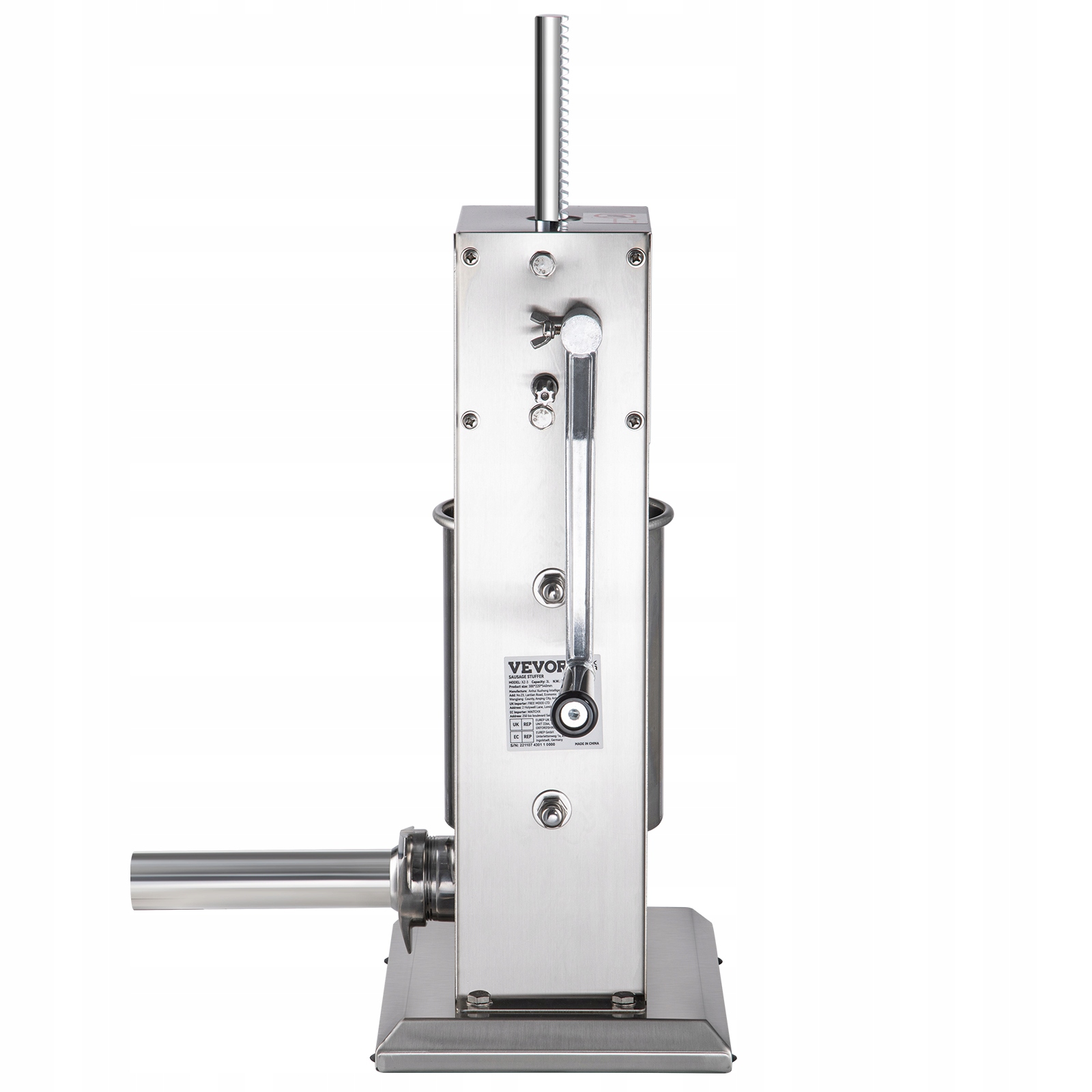 VEVOR Pionowy Nadziewarka Do Kiełbas 3L Ręczna Korba 310x310x520MM EAN (GTIN) 0840281559794