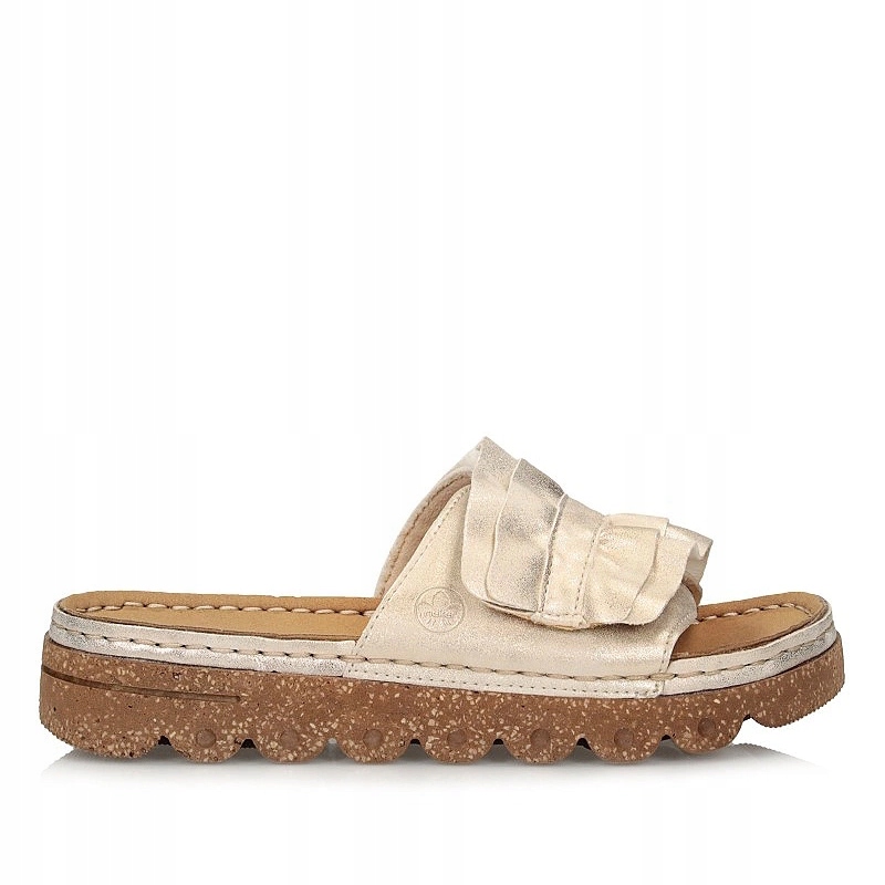 Dámské Nazouváky Rieker V8763-60 zlaté barvy na platformě