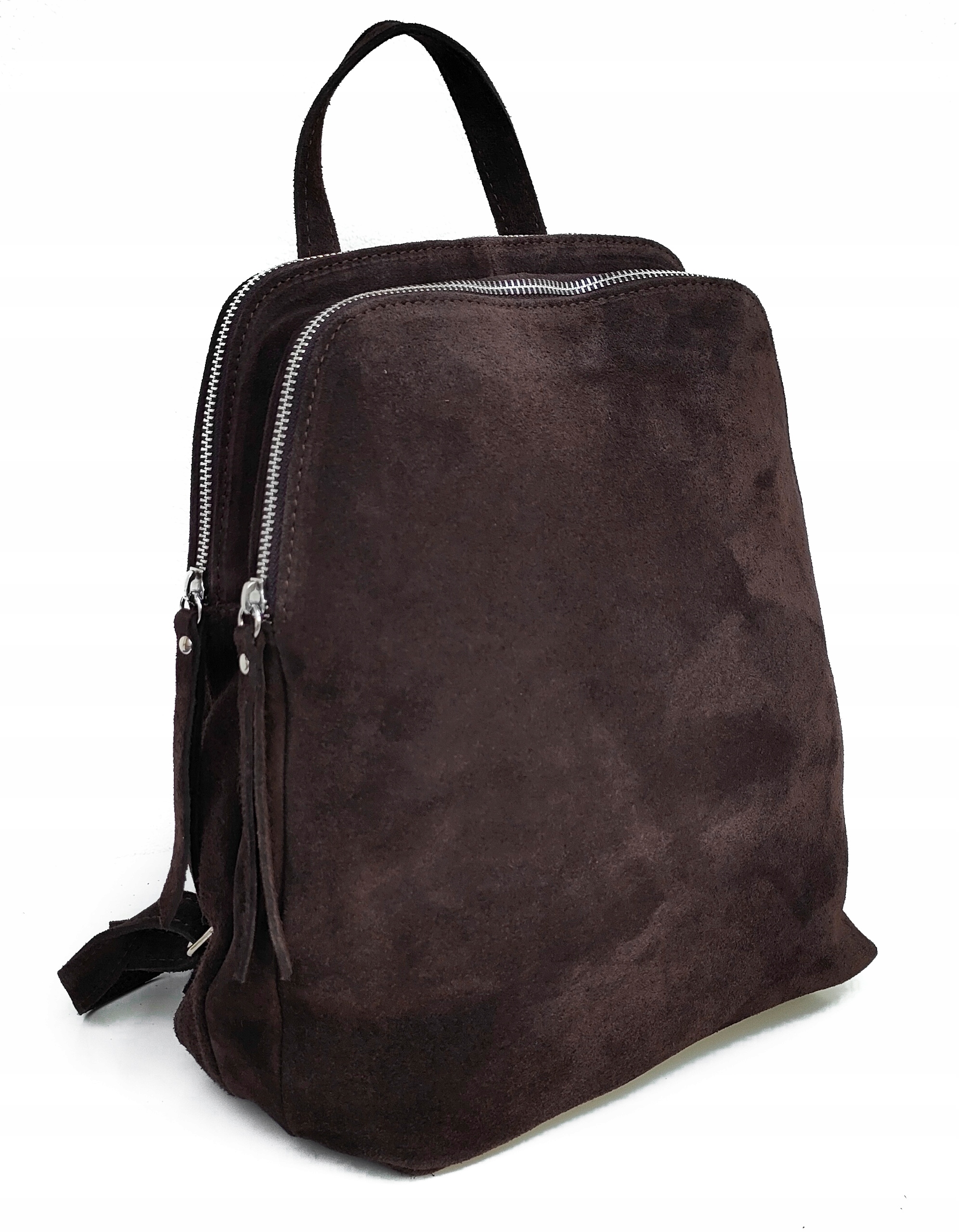 Čokoládový Batoh pravá kůže, semiš, Vera Pelle