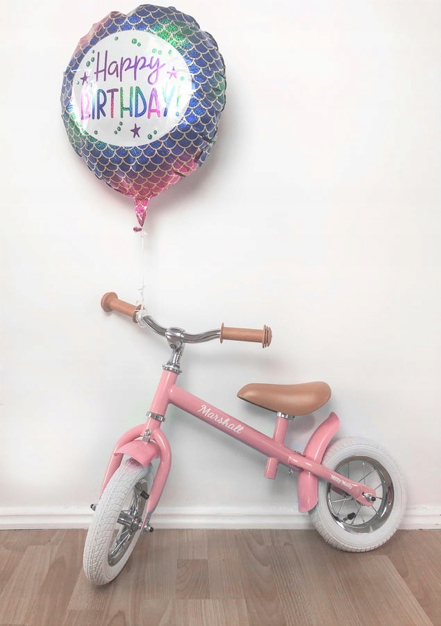 Rowerek Biegowy Pompowane Koła różowy prezent dla 3 latki dla Dziewczynki Rama Stalowa