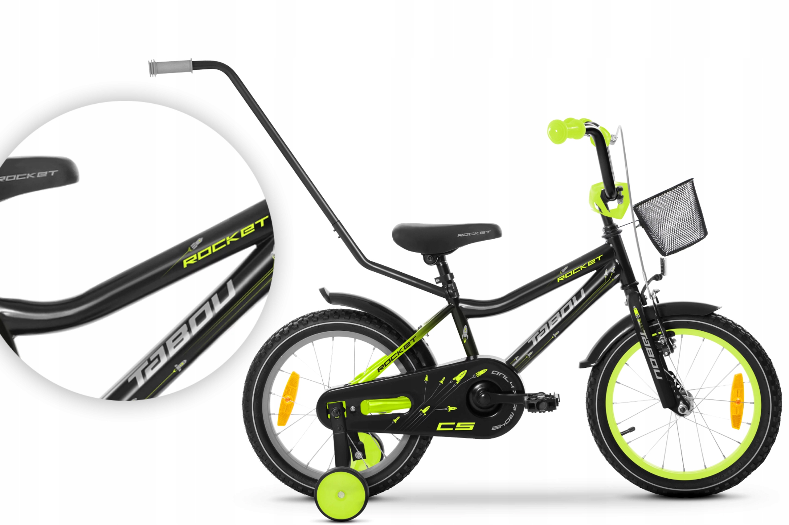 Rower dziecięcy 18" Tabou Rocket Cs Alu czarny limonkowy R26