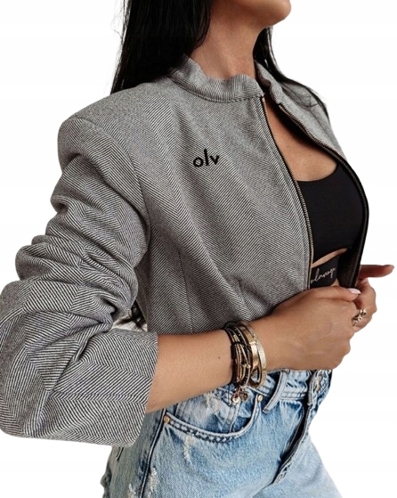 Dámská krátká ležérní bunda Dusky Charm O La Voga šedá/černá L