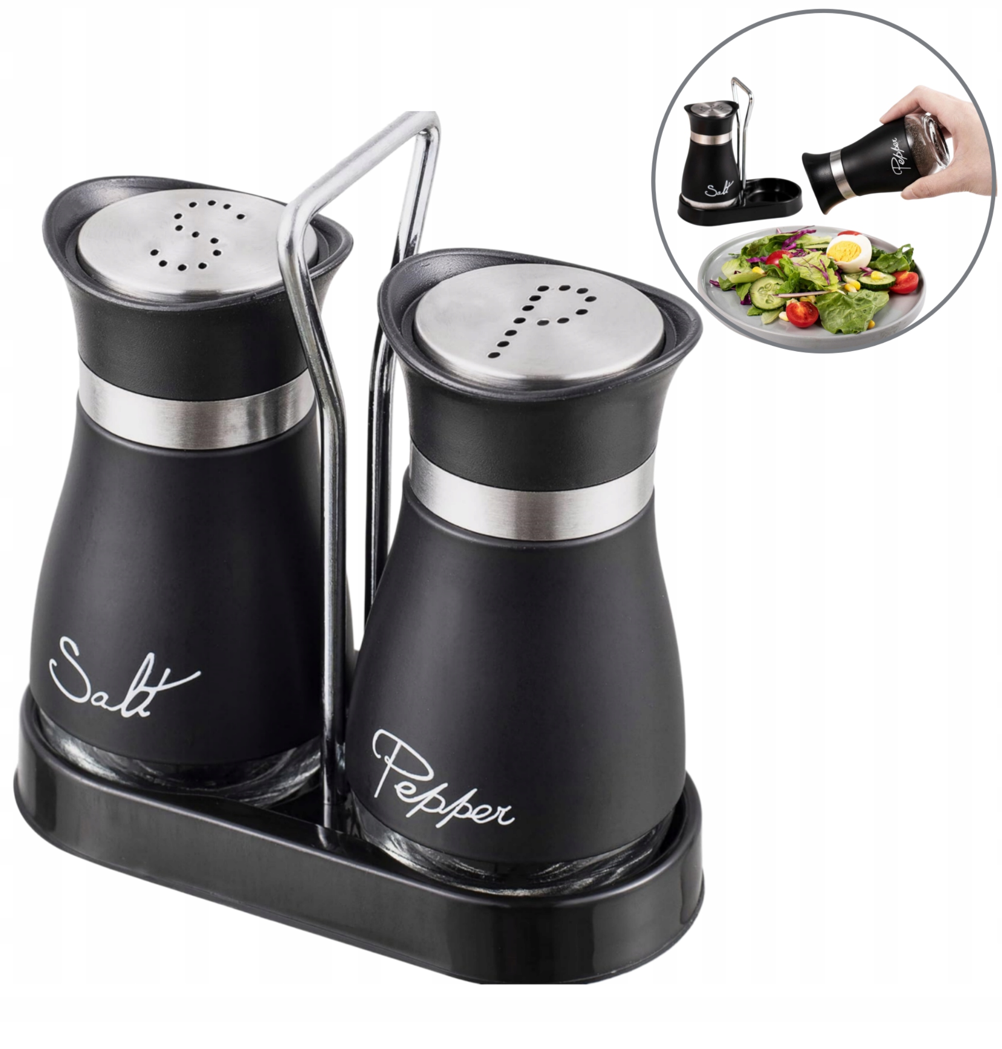 Solniczka i pieprzniczka RUNREN biały, czarny