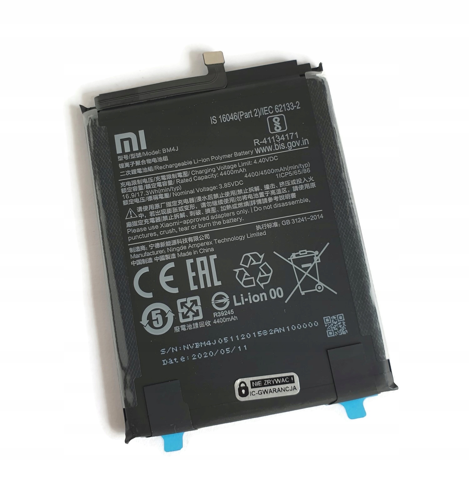 Nowa Oryginalna bateria do Redmi Note 8 Pro, BM4J