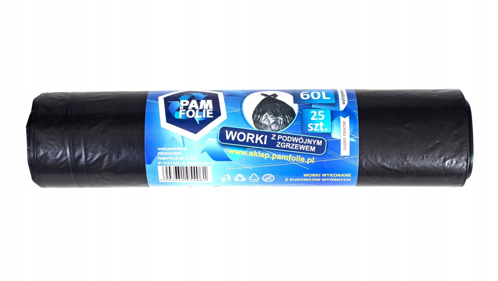 

Worki na śmieci 60L 25szt mocne Pam-Folie