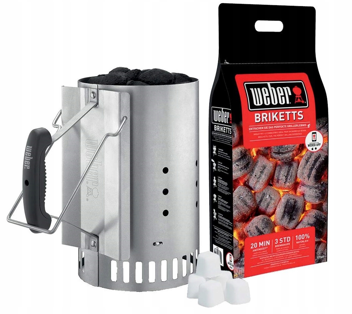 Sada Weber Rapidfire pro zapalování grilu, komínový podpalovač briket, 2 kg