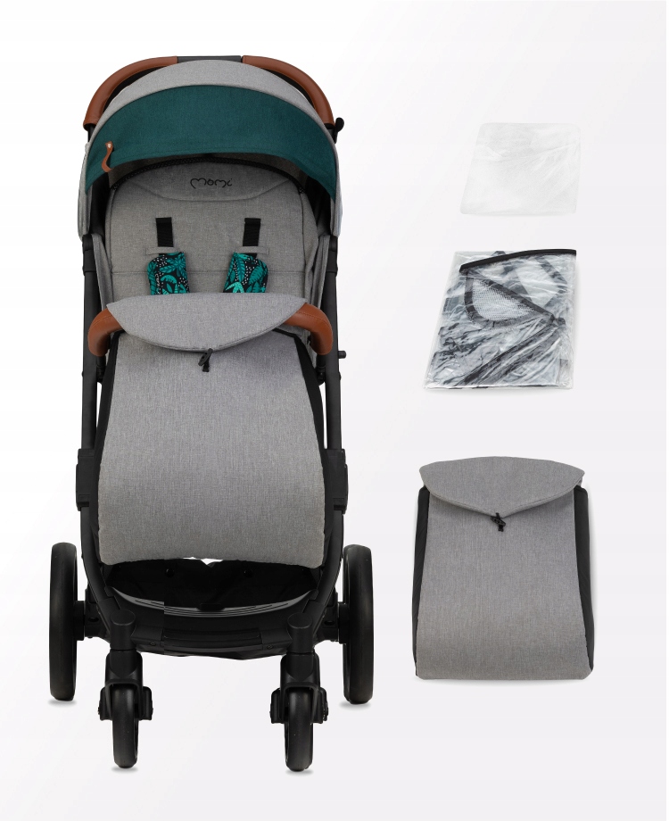WÓZEK SPACEROWY - MoMi ESTELLE DAKAR SZARY - DUŻE KOŁA ZESTAW AKCESORIÓW Kod producenta WOSP00022