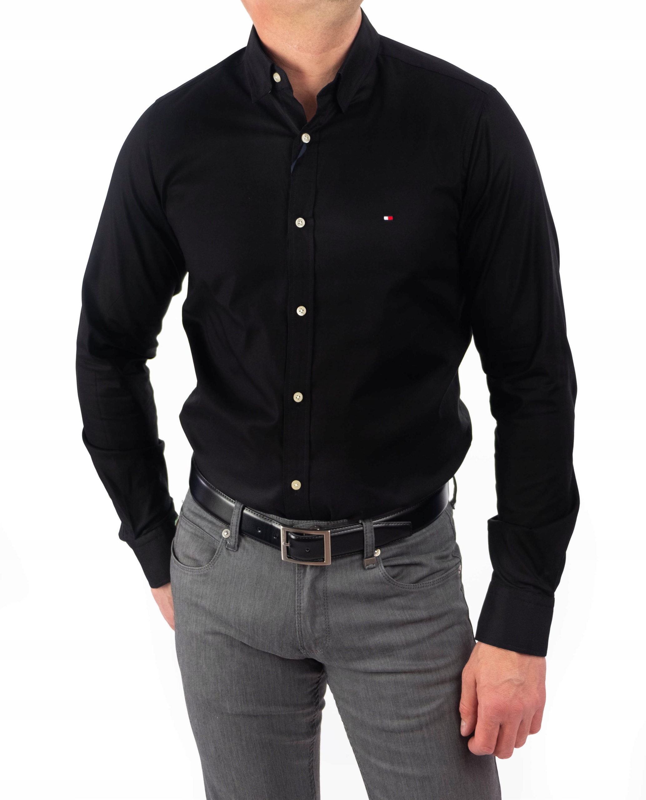 

Koszula Tommy Hilfiger Slim Fit Gładka Czarna XL
