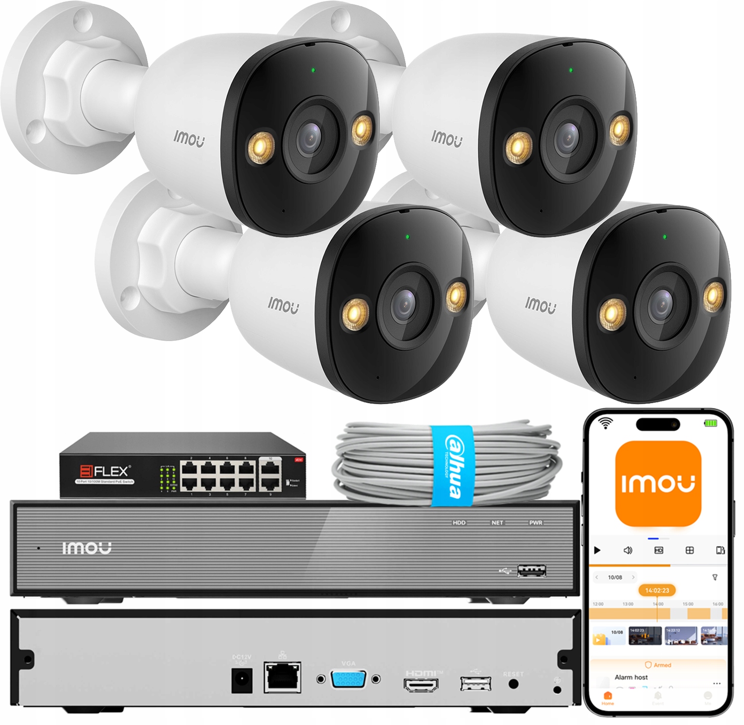 Sada Ip monitorovania Imou 8MPx 4 kamery IPC-PS3EP-8Q0 Nvr Aplikácia Switch
