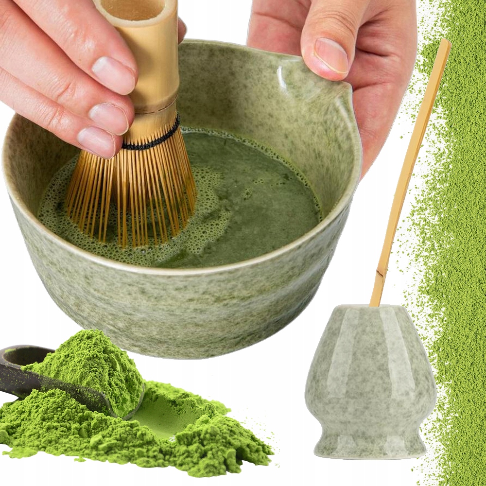 Zestaw Podstawka Pod Do Matchy Ceramiczna Pędzel Chashaku Łyżeczka 4 w 1