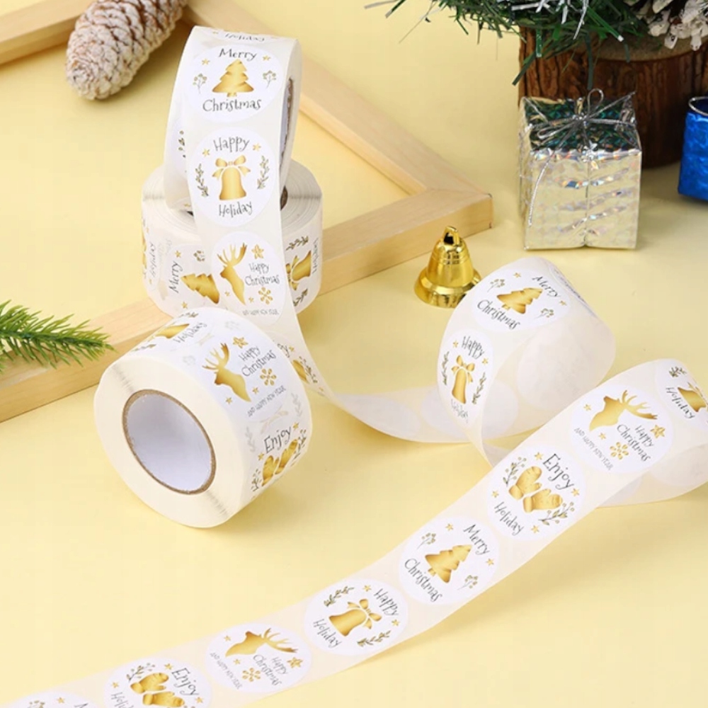 NAKLEJKI NA PREZENTY PACZKI ŚWIĄTECZNE NA ŚWIĘTA SAMOPRZYLEPNE OZDOBY 500x Marka inna